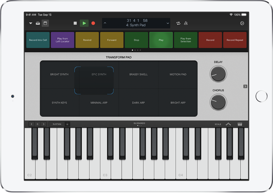 Logic Remote showing project playing.