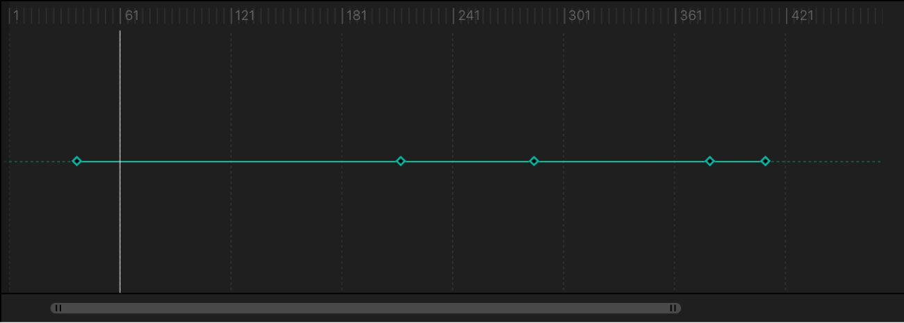 Keyframe-Editor mit einem neuen Keyframe, der an der Abspielposition hinzugefügt wurde