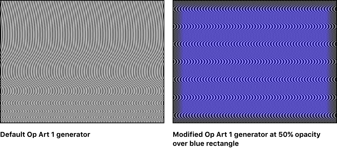 Lienzo y generador Op Art 1 solo y combinado con un rectángulo azul