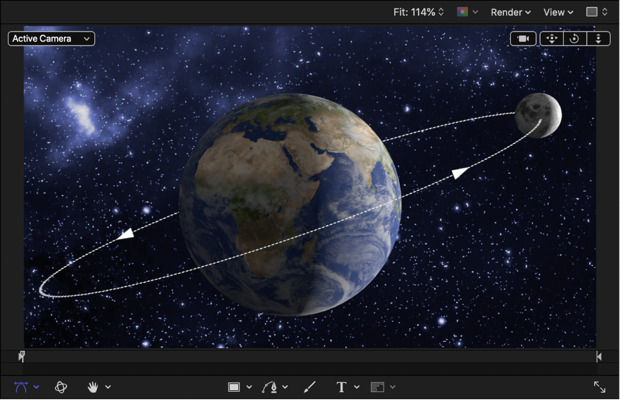 Objetos 3D de la Tierra y la luna en el lienzo