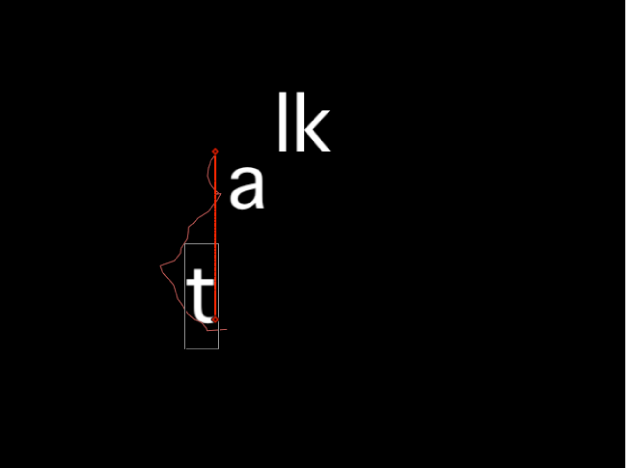 Canevas affichant un glyphe déviant de moins de 50 pixels par rapport à la trajectoire de l’animation