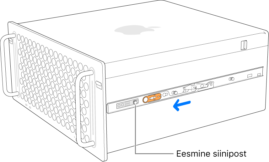 Mac Pro, kus siin liigub ettepoole ning lukustub oma kohale.