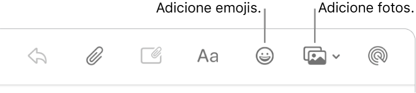 Uma janela de criação de mensagem mostrando os botões de emoji e de fotos.