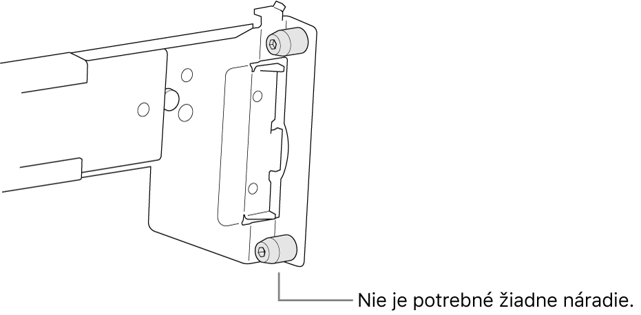 Zostava koľajničiek, ktorá pasuje do racku so štvorcovými dierami.