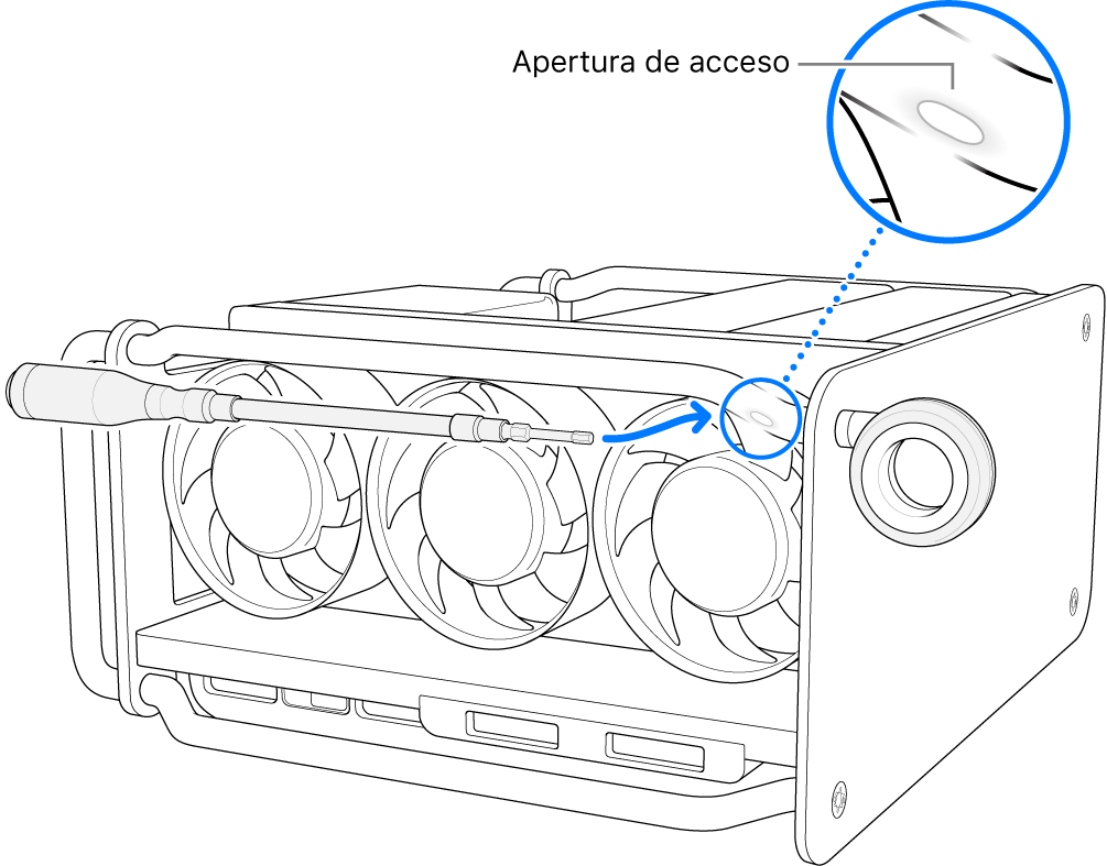 Alinea el destornillador con la abertura de acceso.