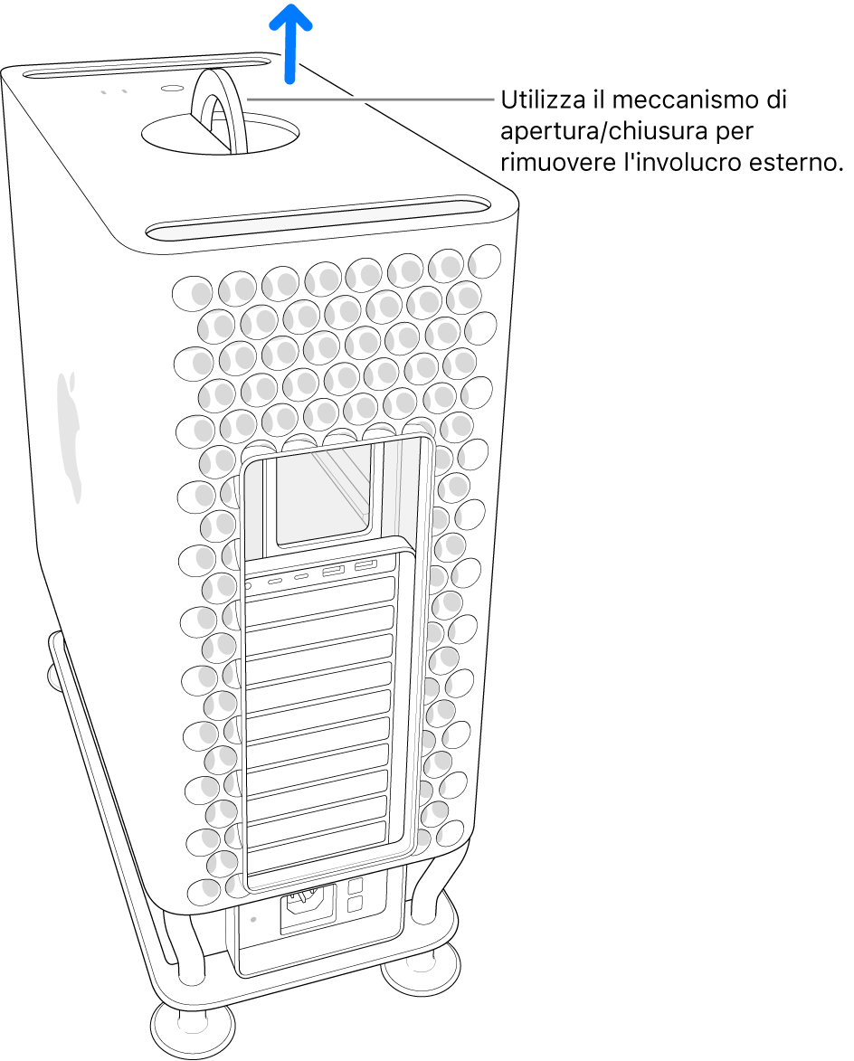 Il fermo viene ruotato e lasciato fermo in posizione verticale, la custodia viene rimossa.