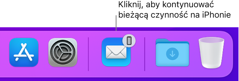 Ikona funkcji Handoff widoczna w Docku.