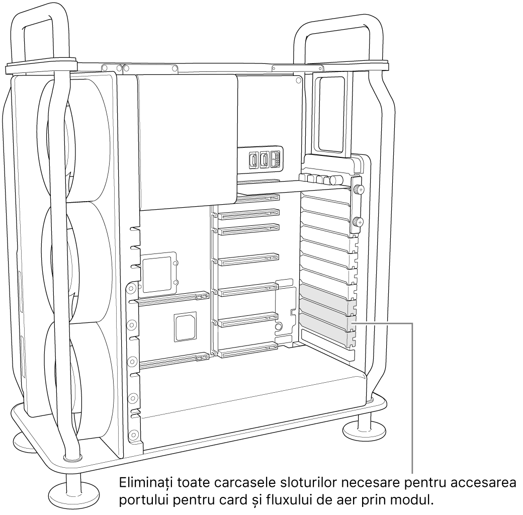 Dacă este necesar, scoateți toate carcasele pentru sloturi, pentru accesul la portul cardului și circularea aerului prin modul.