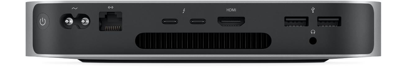 La vue arrière du Mac mini et ses divers ports.