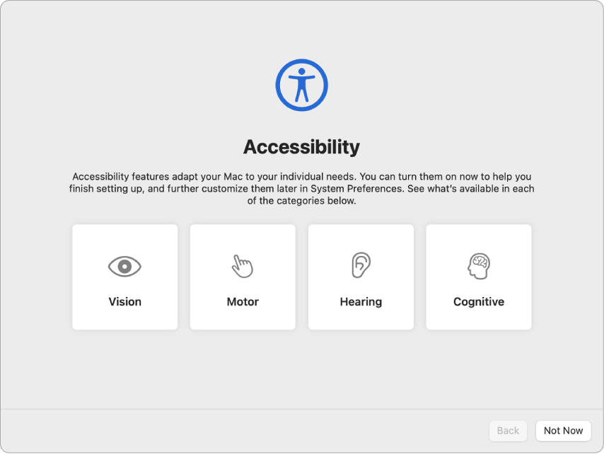 Een Mac-scherm met het welkomstscherm van de configuratie-assistent.