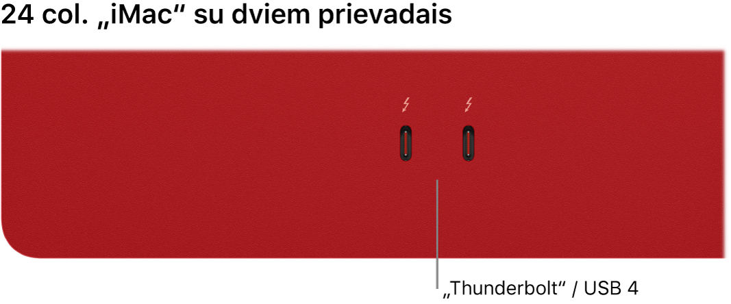 „iMac“: rodomi du „Thunderbolt“ / USB 4 prievadai.