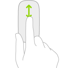 An illustration symbolizing the gestures on a mouse for scrolling up and down.