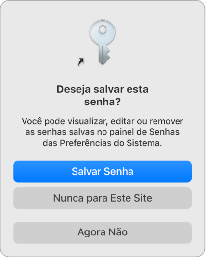 Diálogo perguntando se a senha deve ser salva.