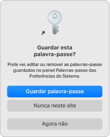 Caixa de diálogo a perguntar se pretende guardar a palavra-passe.