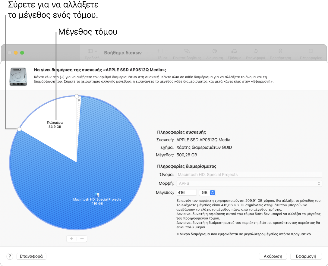 Ένας φυσικός δίσκος με δύο διαμερίσματα.