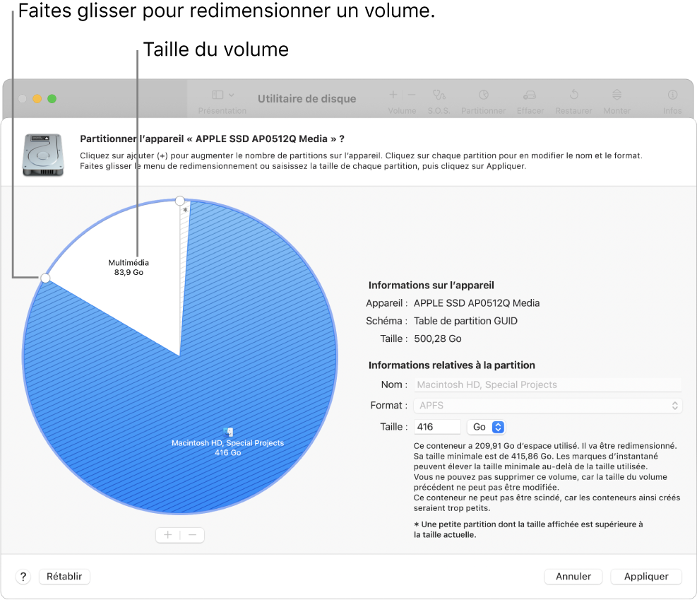 Un disque physique avec deux partitions.