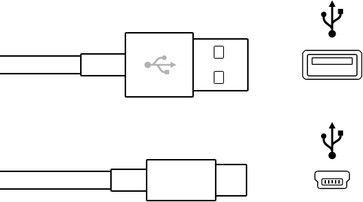 USB type-A and type-B connectors