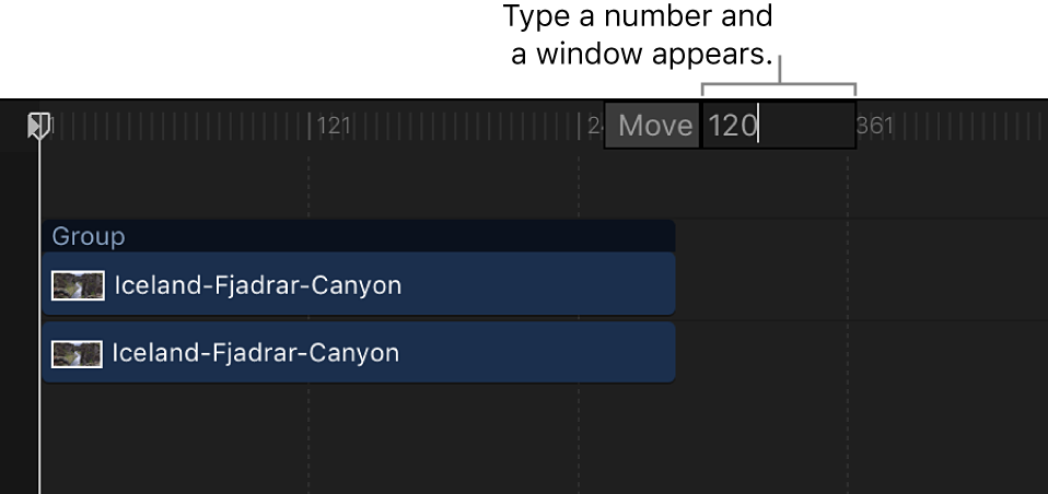 Timeline showing value field