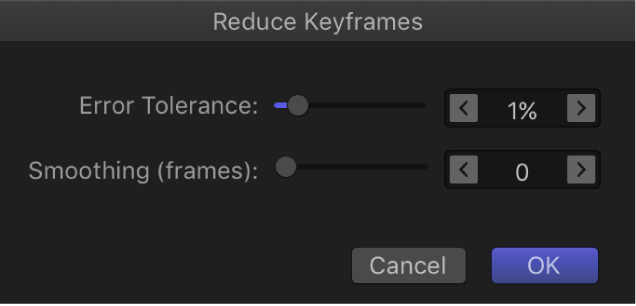 Reduce Keyframes dialog