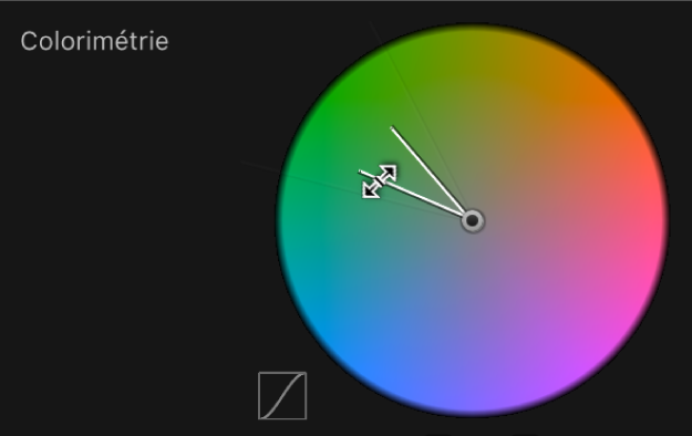 Glissement du bord intérieur de la commande Colorimétrie pour ajuster la tolérance