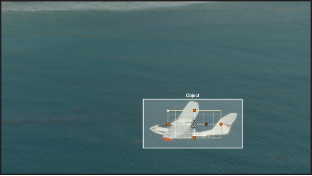 オブジェクト・トラッカーの境界ボックス。キャンバス内の飛行機を自動的に認識しています