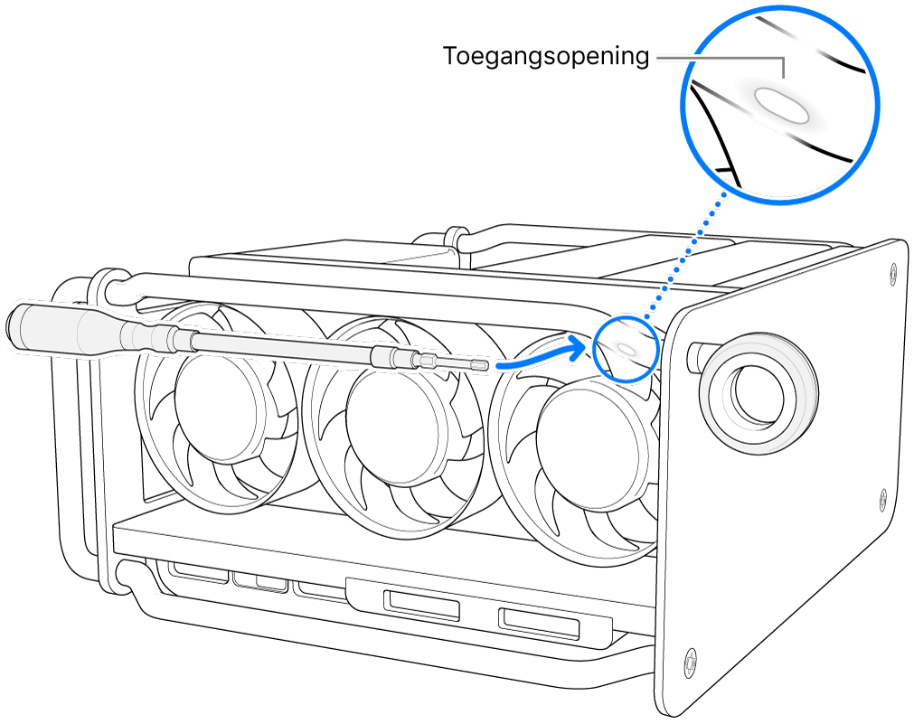 Plaats de schroevendraaier precies voor de toegangsopening.