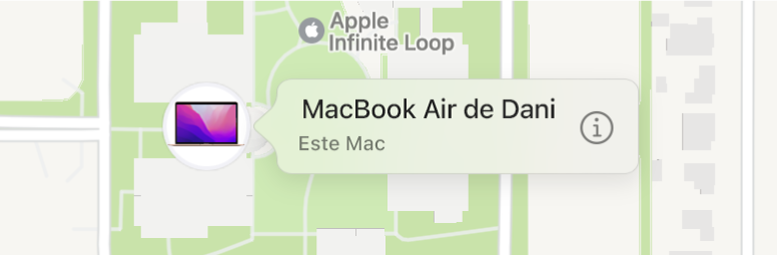 Visualização de perto do ícone de Informações do MacBook Air de Daniel.