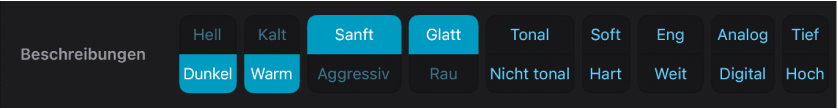 Abbildung. Aktive Paarfilter im Fenster „Alle Filter“.