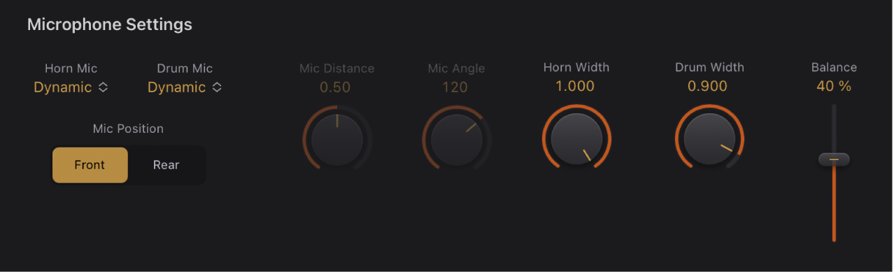 Abbildung. Mikrofonparameter von Vintage B3 Rotor Cabinet