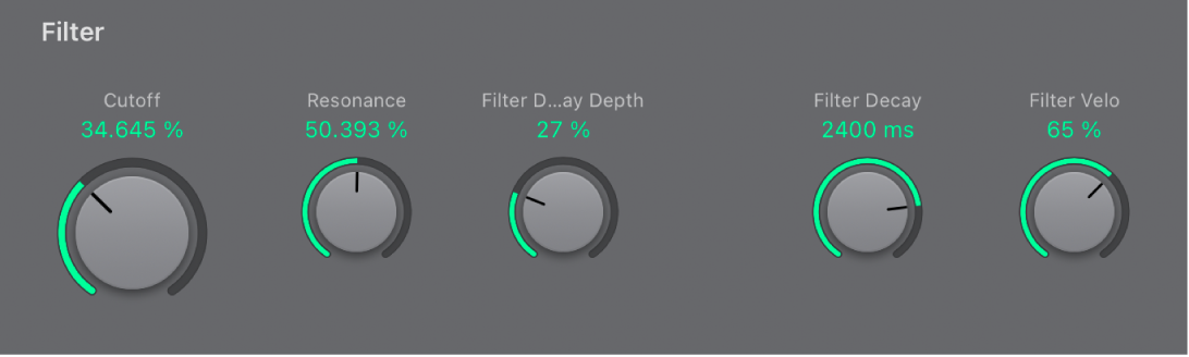 Figure. ES M Filter and Filter Envelope parameters.