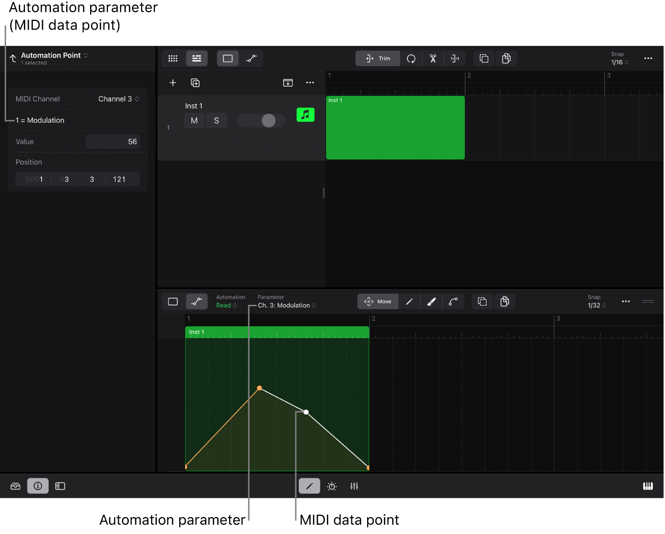 Figure. Automation point inspector parameters.