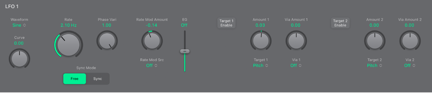 Figure. LFO parameters.