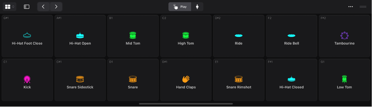 Figure. Drum Pads Play Surface.