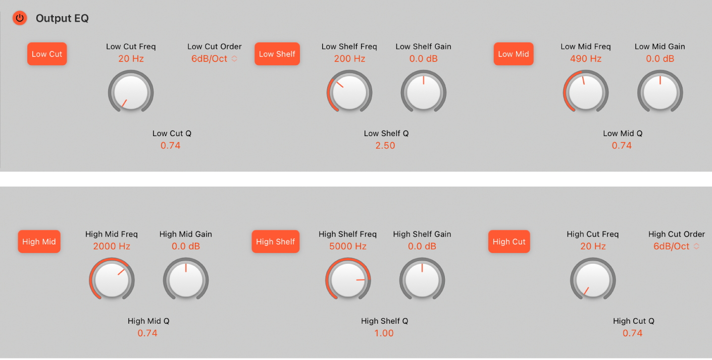 Ilustración. Pantalla “Output EQ” de ChromaVerb.