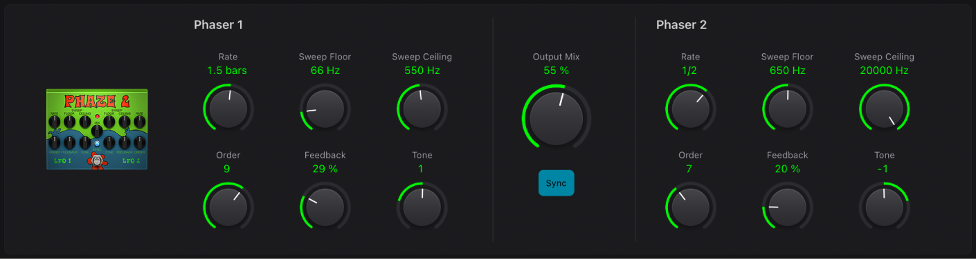 Figure. Fenêtre stompbox Phaze 2.