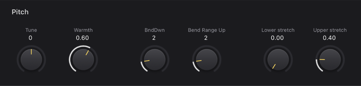Figure. Paramètres Pitch du Vintage Electric Piano.