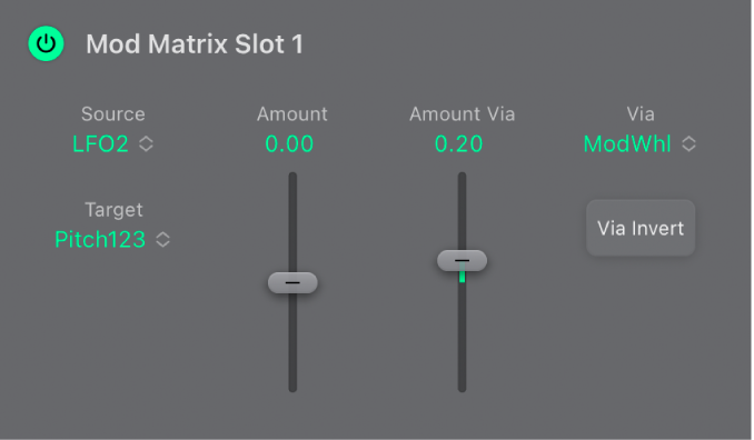 Figure. Sources de modulation, Slot Mod Matrix 1— 10.