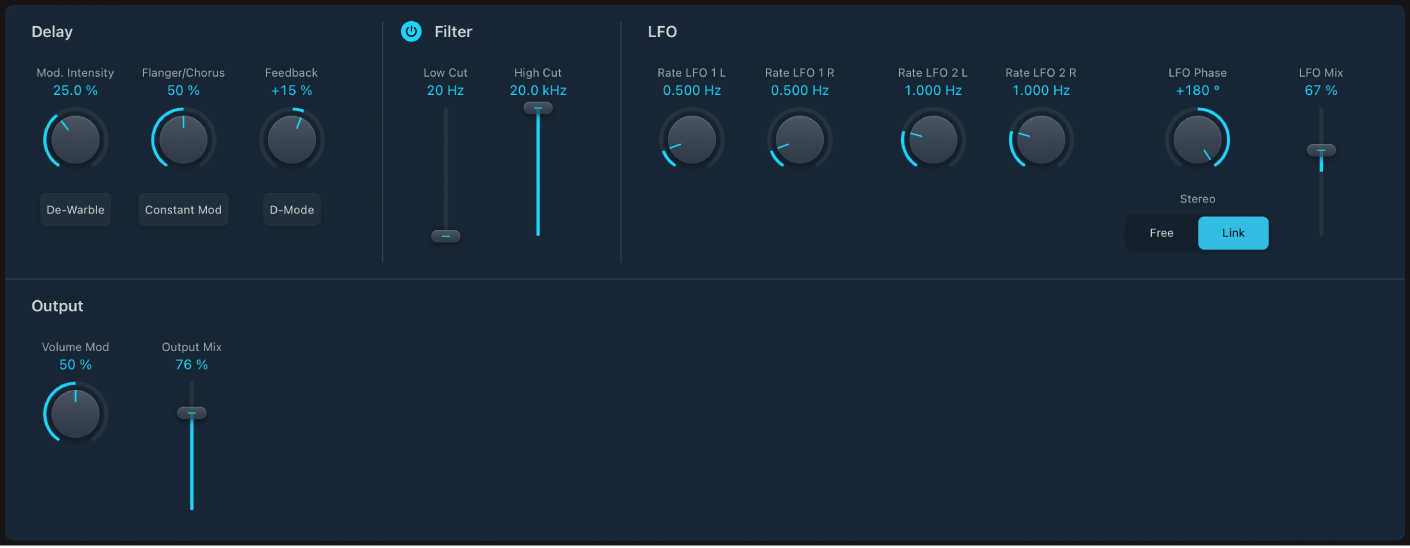 Figure. Fenêtre Modulation Delay.