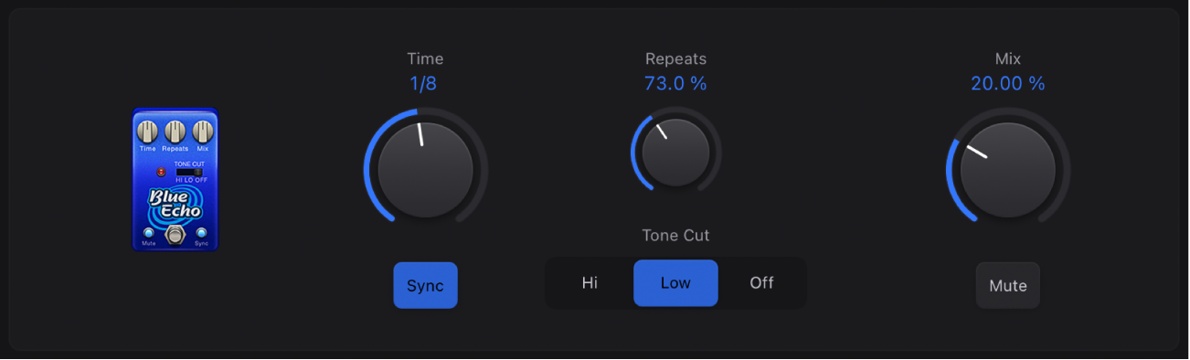 Figure. Fenêtre stompbox Blue Echo.