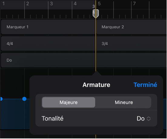 Figure. Ajout et modification d’un changement d’armature.