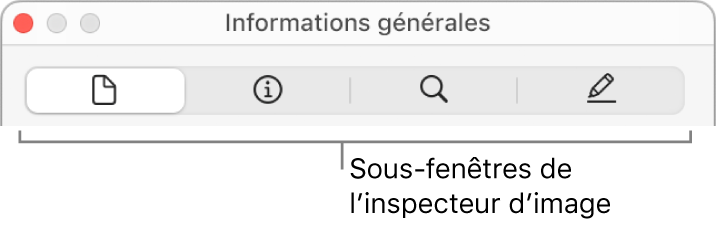 Sous-fenêtres de l’inspecteur d’images.