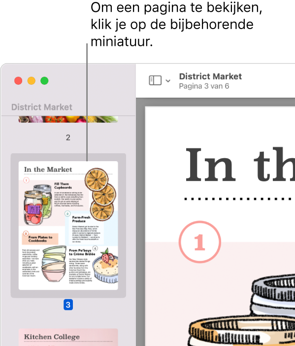 Een pdf met miniaturen in de navigatiekolom.