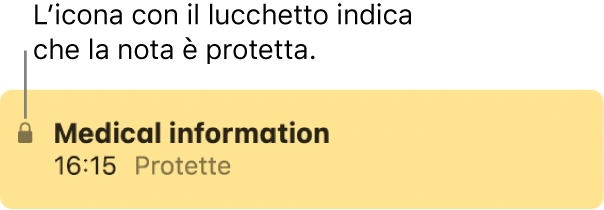 Nota protetta con un'icona lucchetto all'estrema sinistra.