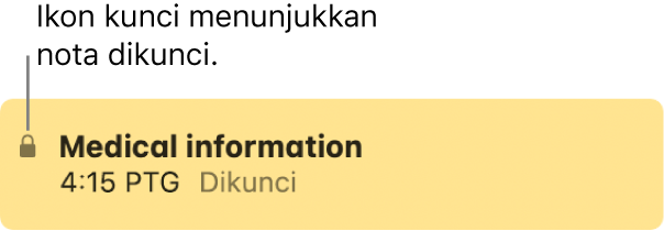 Kunci nota dengan ikon kunci di hujung kiri.