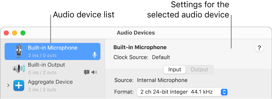 The Audio Devices window.