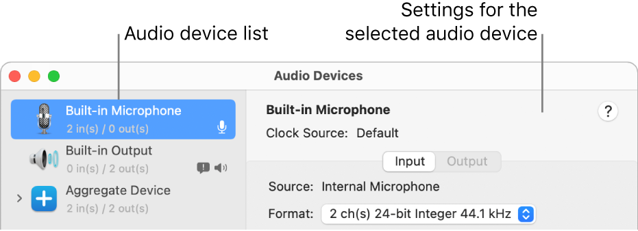 The Audio Devices window.