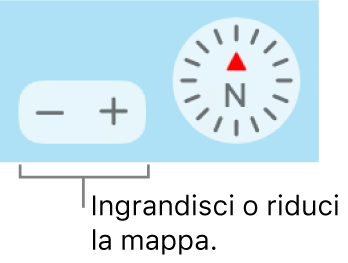 Pulsanti di zoom sulla mappa.