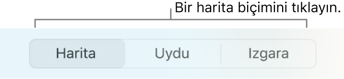 Harita, Uydu ve Izgara düğmeleri.