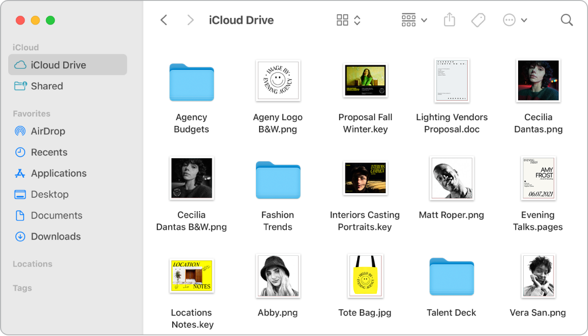 An open Finder window, displaying files and folders as icons.