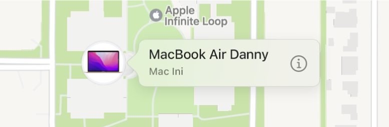 Ikon Info untuk MacBook Pro Danny dari dekat.